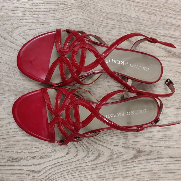 BrunoPremi, Ita!y, Red Sandals, Genuine Leather, Vanished Effect - Picture 2 of 9